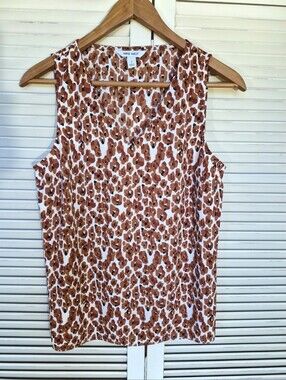 Nine West Leopard Print Sleeveless Top Size Small
